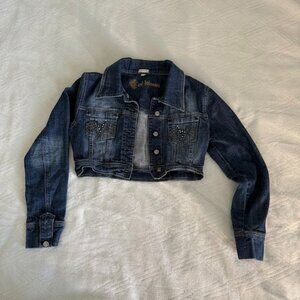C'est Toi Premium Cropped Jean Jacket - Womens Sz Small Jewels